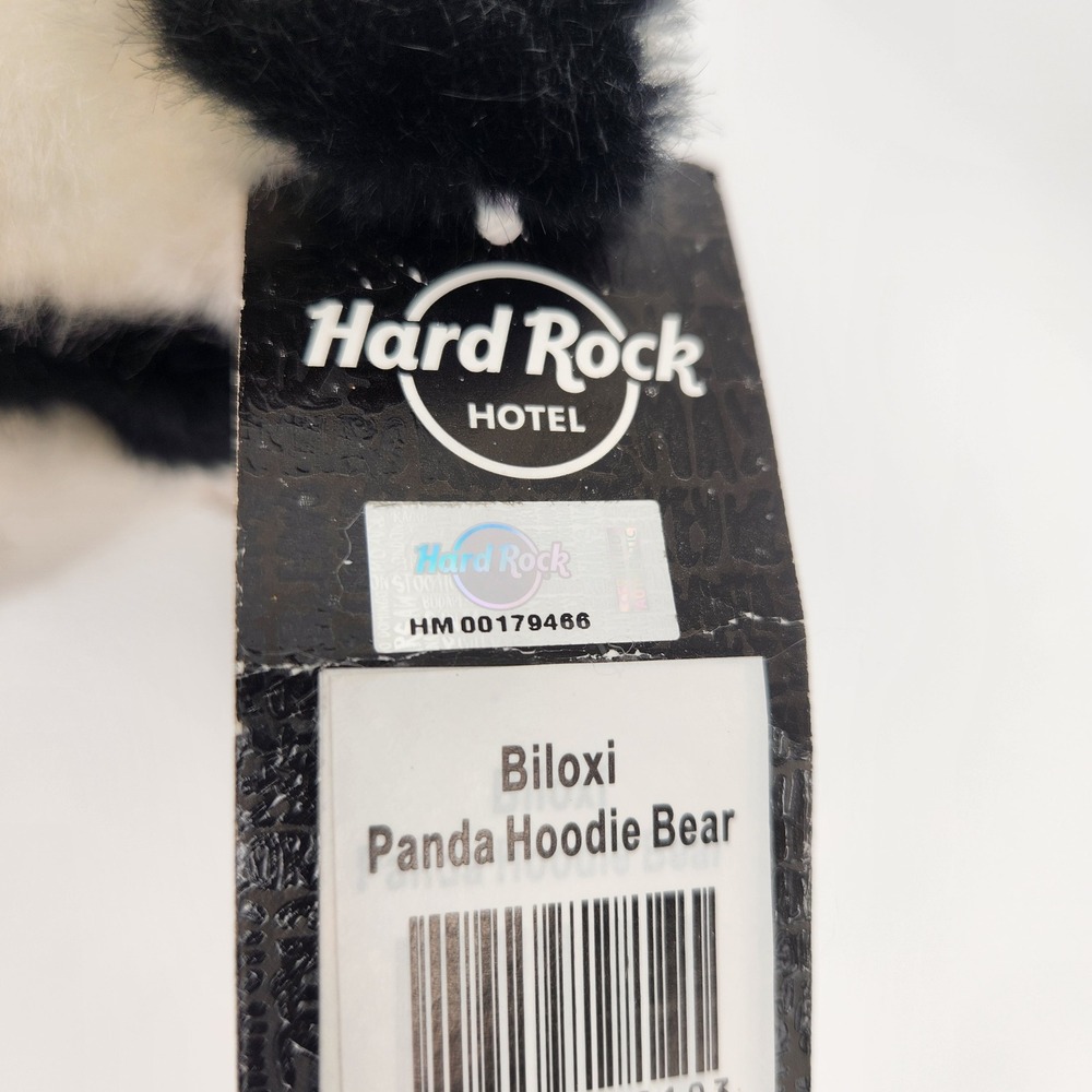 VTG Hard Rock‎ Hotel Biloxi Panda Hoodie Bear Plush 2017 Black White New W/ Tags - Picture 7 of 9